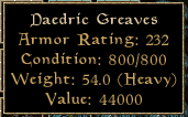 Daedric Greaves Unenchanted